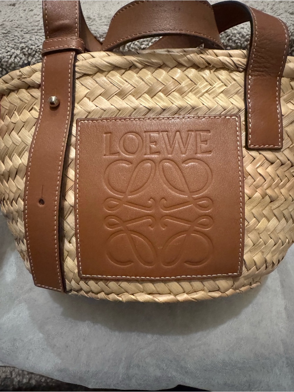 LOEWE Raffia Small Basket Bag Pre-Owned - Picture 3 of 17